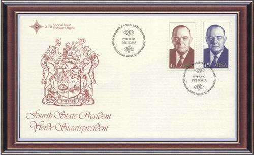 Philately 4  Heads of State- F4.1 SA  1978 Vorster  FDC 3.1