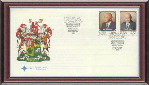 Philately 4  Heads of State- F8.1 SA  1989 de Klerk  FDC 5.6.1