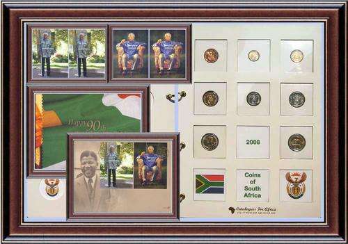 Philately 4  Heads of State- F14.S SA  2008 Mandela 90  Full set with 2008 coin set