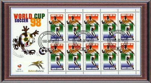 Philately 8:  World cup soccer. A1.b 1998  Sheet of 10 stamps
