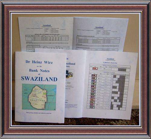 Swaziland - Summary pricing schedule and collector's bank note guide booklet
