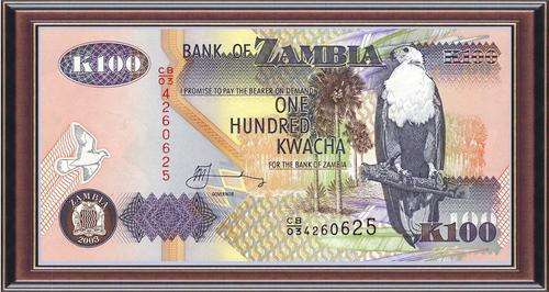 Notaphily 6a: Zambia 100 Kwacha (2003). Sign 12. P# 38d. Unc