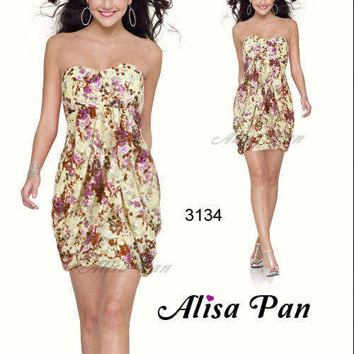 Strapless lace floral printed cocktail dress size 10