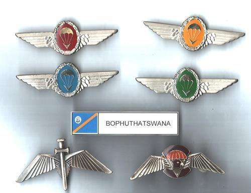Bophuthatswana Special Forces Para Wings & Beret Badge collection - all pins & lugs intact
