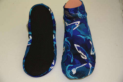 Non slip Swim Sox Protecting feet in water and on land -  Blue Fish Pattern size XS (ages 1-3 years)