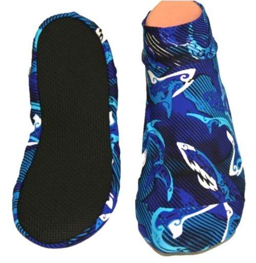 Kids Shark Pattern Aqua /Airline Socks/ Swim Sox /Beach Socks (Size  S)