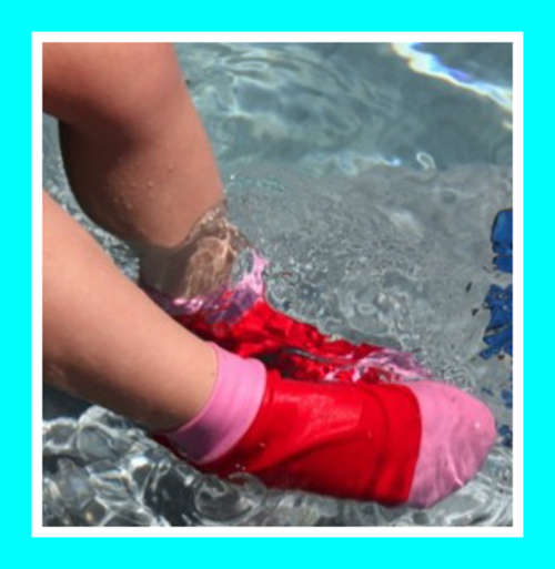 Kids Shark Pattern Aqua /Airline Socks/ Swim Sox /Beach Socks (Size  S)