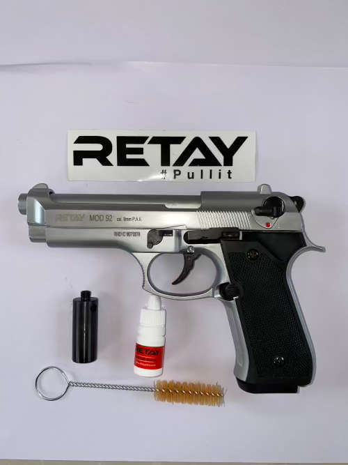 Retay Mod92 Baretta 9mm Blank Gun (Chrome)