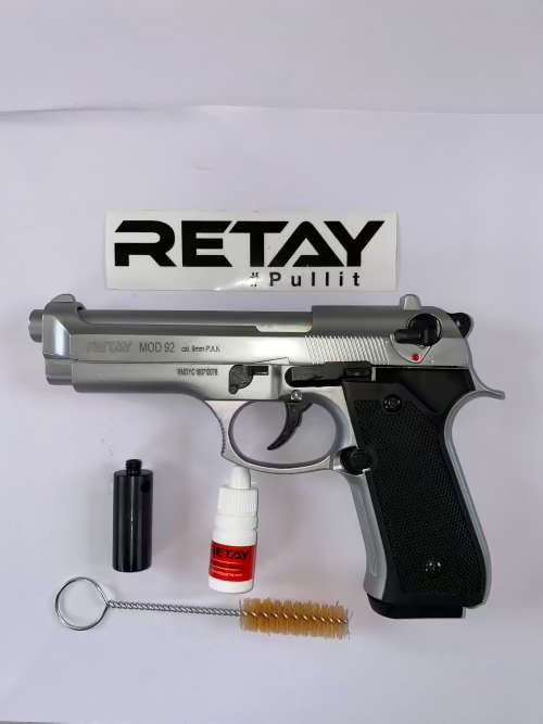 COMBO- Retay Mod 92 9mm Blank Gun (incl 50 blank rounds ) Chrome