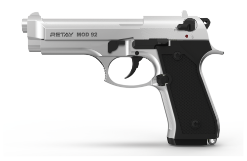 COMBO- Retay Mod 92 9mm Blank Gun (incl 50 blank rounds ) Chrome