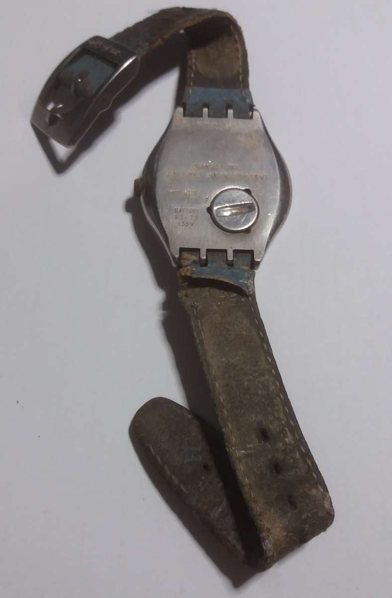 (USED) Swatch Watch Irony Big OCEAN STORM AG 1993 stainless steel leather running 1993 vintage