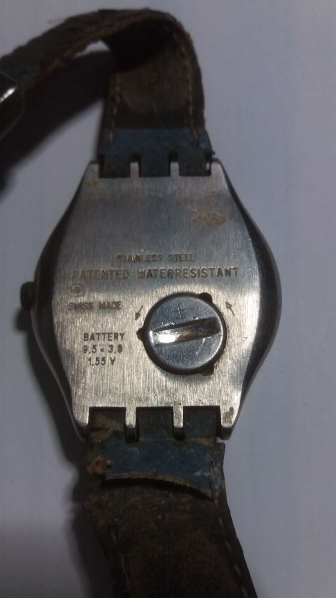 (USED) Swatch Watch Irony Big OCEAN STORM AG 1993 stainless steel leather running 1993 vintage