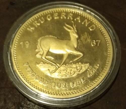 *** 1oz 1967 KRUGERRAND MEDALLION *** REPLICA  WITHOUT `COPY` STAMP ~ NICE FOR DISPLAY  ***