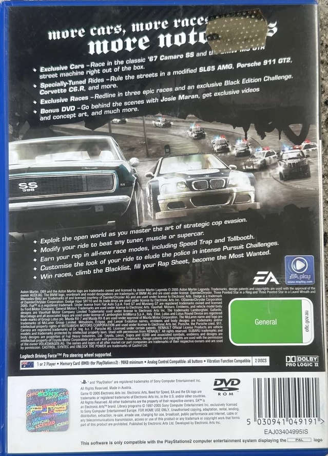 ** PS2 LIMITED EDITION ~~ NFS MOST WANTED "BLACK EDITION" ~INCLUDES GAME & BONUS DVD's!! (CIB$35)