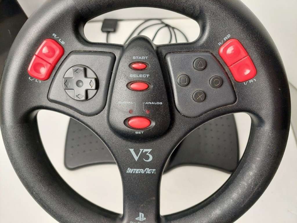 **PSX/PS1 BUNDLE** PSX PHAT CONSOLE / INTERACT V3 RACING WHEEL / 5x GAMES / 2x M CARDS