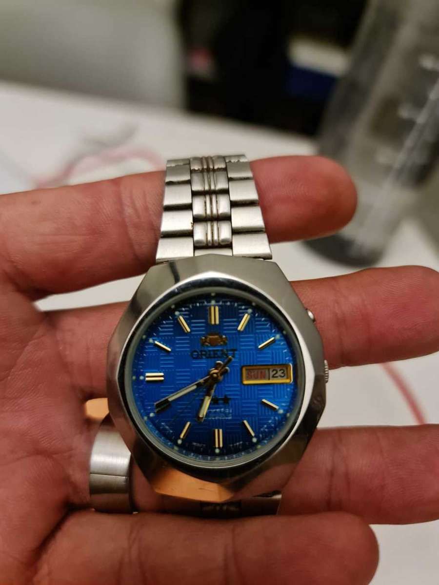 Stunning Vintage Orient 3 Star Blue dial automatic in near new condition.