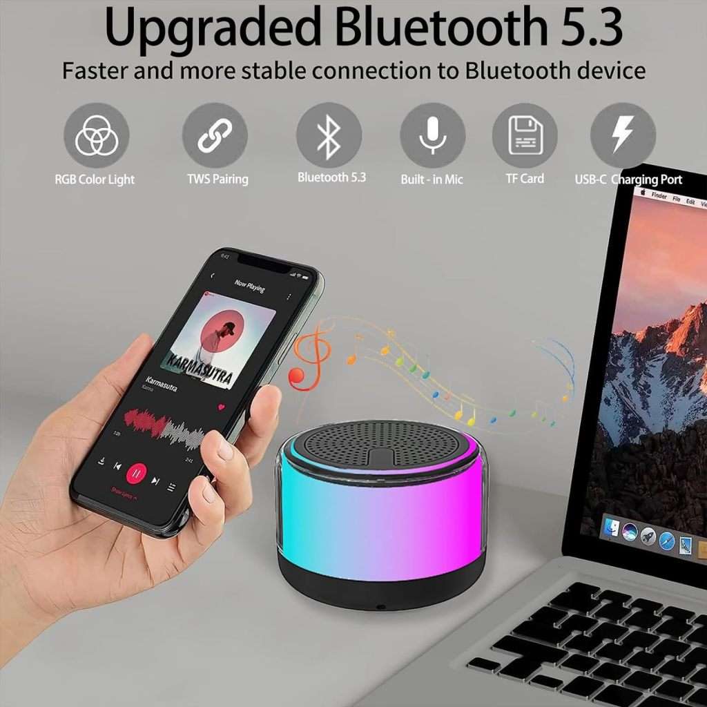 Portable Bluetooth Speaker, Wireless Speaker with More than Ten LED Colours