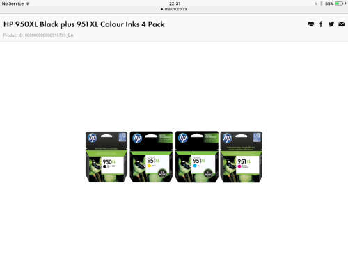 HP950XL/951XL Inks 4 Pack Bundle (B/C/M/Y)