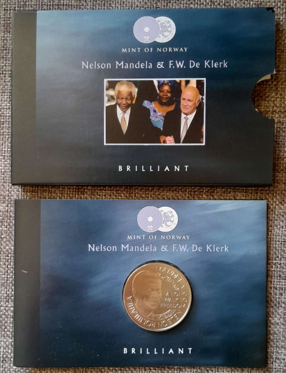 2008 Nelson Mandela & F.W De Klerk coin from Norway Mint