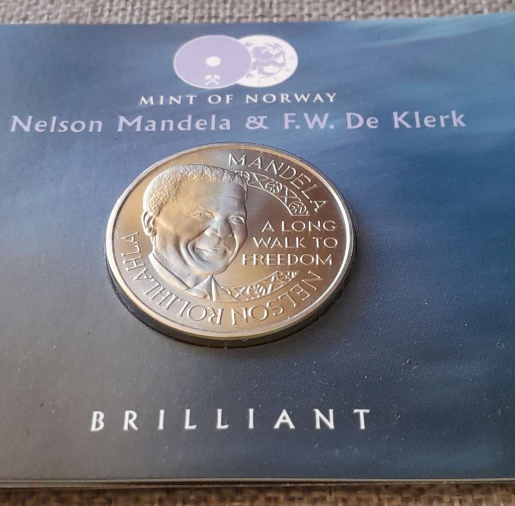 2008 Nelson Mandela & F.W De Klerk coin from Norway Mint