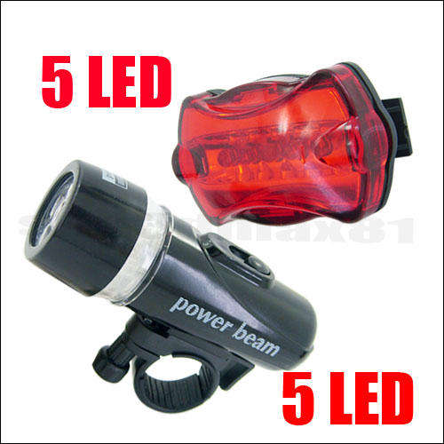 Bicycle Torch 5 LED Head Light + 5  Rear Tail Light