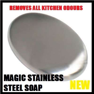 MAGIC CHEFS STAINLESS STEEL SOAP, REMOVES ALL KITCHEN ODORS.