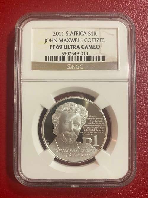 Graded RSA 2011 JM Coetzee Silver R1: NGC PF69 Ultra Cameo
