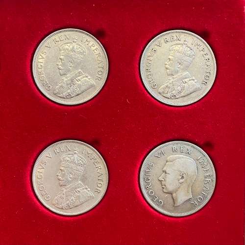 Nice Collection (4x) of Union Silver Half Crowns [1934 - 1936, 1939] - Bid per Coin