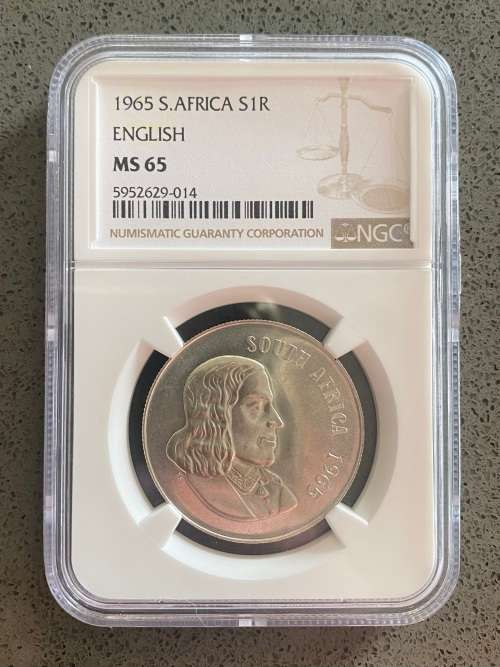 Rare Graded Uncirculated RSA 1965 Silver R1: NGC MS65