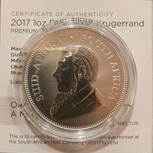 Stunning Premium Uncirculated RSA 2017 1oz Silver Krugerrand