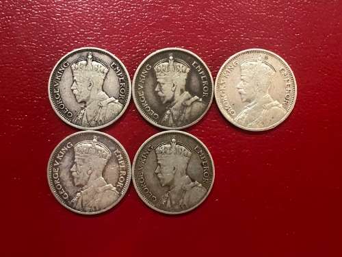 Collection (5x) of Rhodesia 1932 Sixpences - Bid per Coin