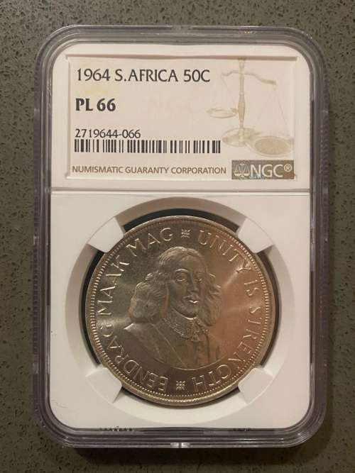 Graded RSA 1964 Silver Crown (50c): NGC PL66