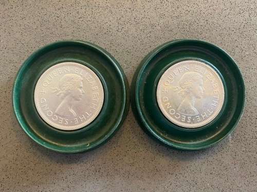 Beautiful Pair of Rhodesia 1953 Crowns (5s) BOTH VARIATIONS - Bid per Coin