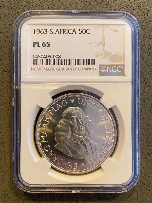 Graded RSA 1963 Silver Crown (50c): NGC PL65