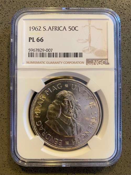 Graded RSA 1962 Silver Crown (50c): NGC PL66