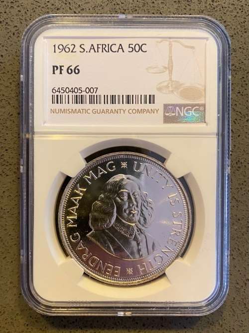 Graded RSA 1962 Silver Crown (50c): NGC PF66