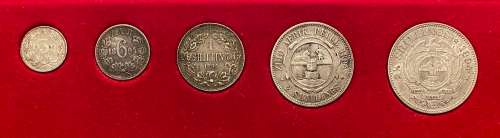 Collectable ZAR 1894 Set (5 coins, Tickey to Half-Crown)
