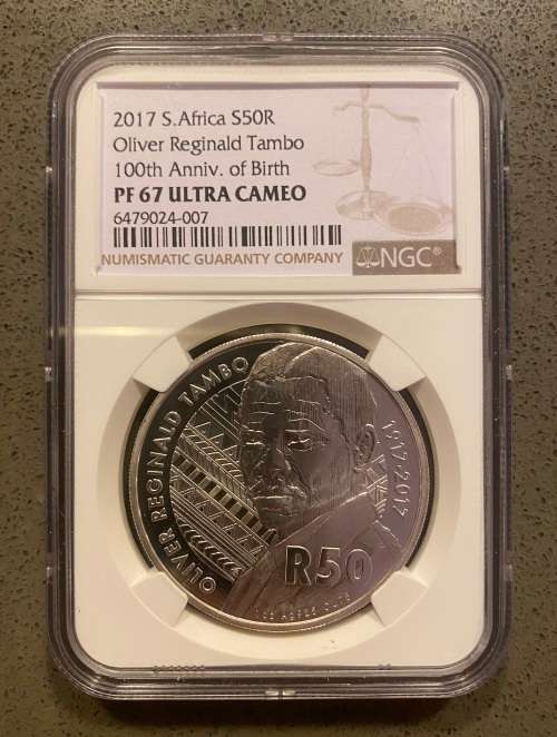 Graded RSA 2017 Silver OR Tambo R50: NGC PF67UC - Crown Size