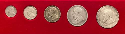 Very Collectable ZAR 1896 Set (5 coins, Tickey to Half-Crown)