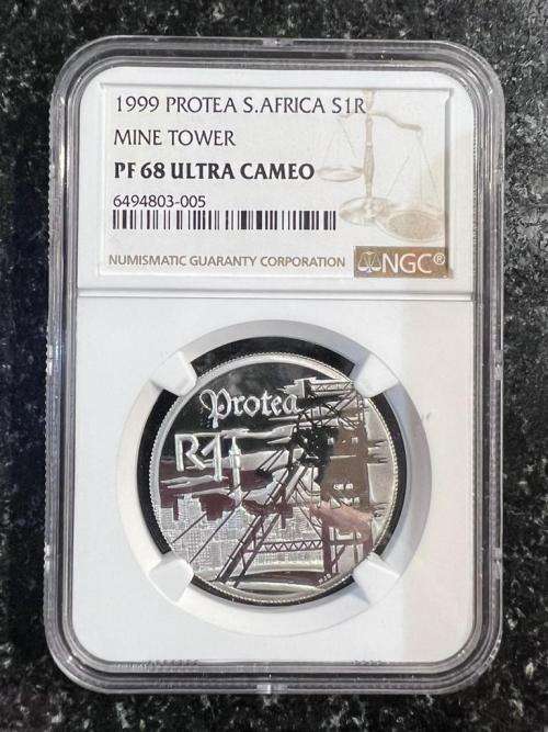 Graded Proof RSA 1999 Mining Silver R1: NGC PF68 UC