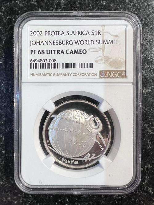 Graded Proof RSA 2002 Summit Silver R1: NGC PF68 UC