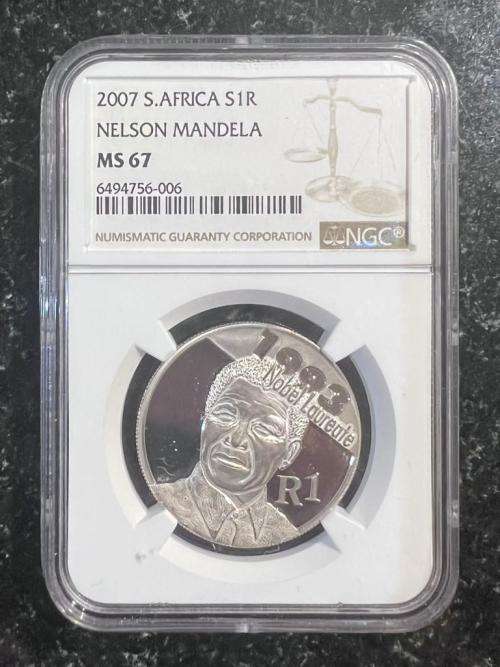 Graded Uncirculated RSA 2007 Mandela Silver R1: NGC MS67