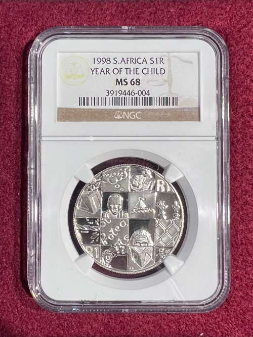 Graded Uncirculated RSA 1998 Child Silver R1: NGC MS68 - ONLY 2 BETTER