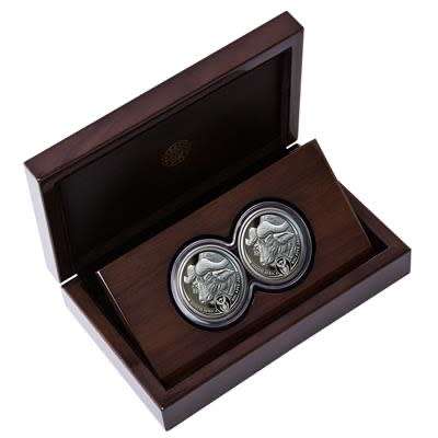 Stunning RSA Big 5 Series 1 Proof Fine-Silver 2021 Buffalo R5 Double Capsule Set