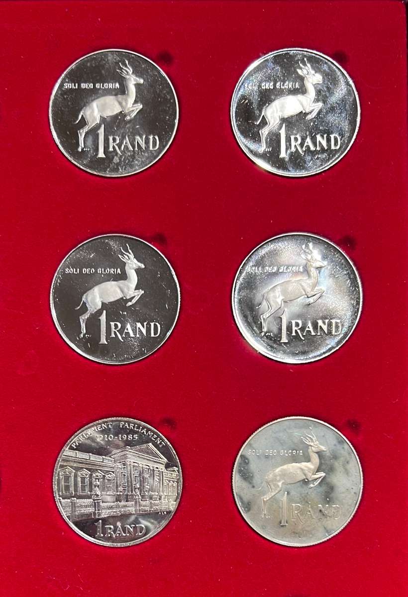Stunning Collection (6 coins) of RSA Proof Silver R1`s (from 1979-1987)