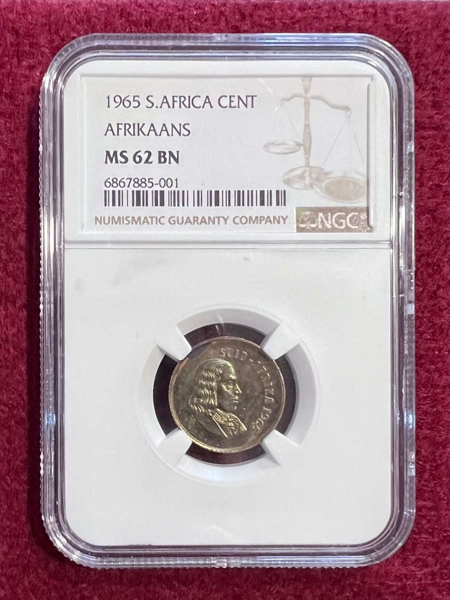 Rare Graded Uncirculated RSA 1965 AFRIKAANS 1c: NGC MS62BN