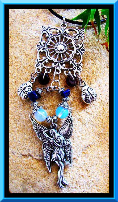 EXQUISITE!!! STUNNING PENDANT WITH; TIBETAN SILVER, OPALITE, SODALITE AND GARNETS!!!