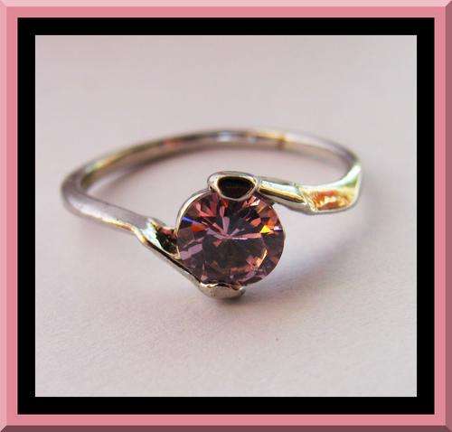 PINK TOPAZ!!! HOT PINK CZ TOPAZ SET IN WHITE GOLD PLATED RING - DELICIOUS!!!