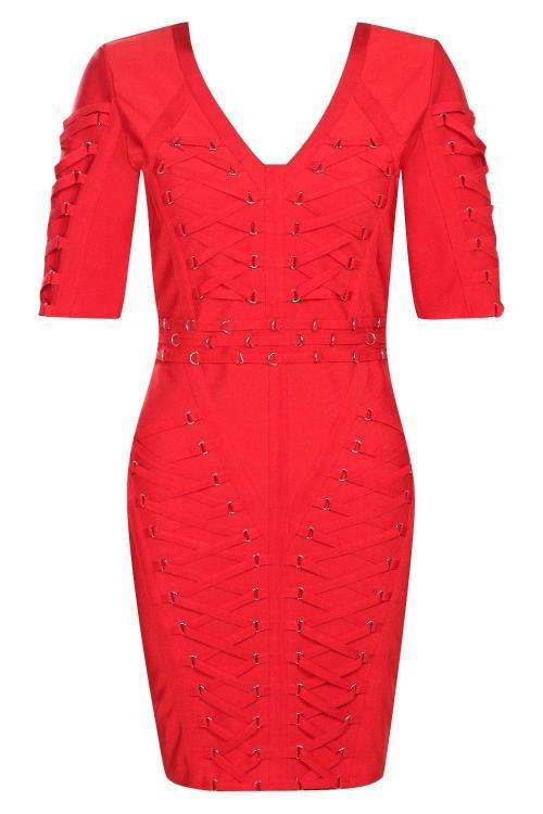 Premium Orla Bandage Lattice Bodycon Dress  - Size 12 (36) Imported from UK)