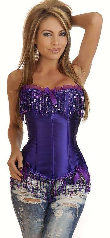 Purple Tassle Sequins Corset Size Small to Medium